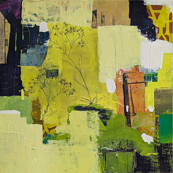 Spring fever - a mixed media abstract with vibrant greens