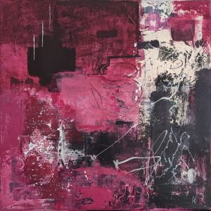 Abstract painting in deep magenta