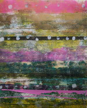 Pink and green painting in stripes