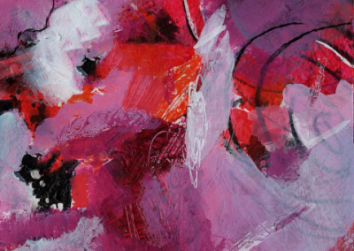 Abstract art in mauve and vivid pinks