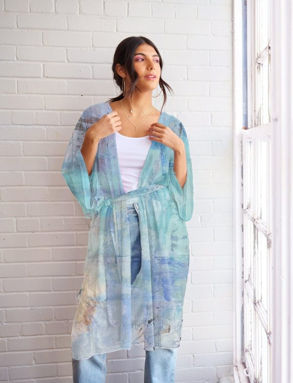 Wearable art - girl in a kimono with beautiful shades of blue