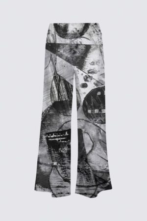 Knit pants with printed artwork - wearable art